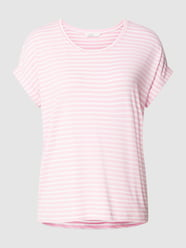 T-Shirt mit Streifenmuster und fixierten Ärmelumschlägen von Only Pink - 26