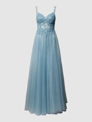 Abendkleid mit Ziersteinbesatz von Luxuar Blau - 43