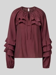 Blouseshirt met volants, model 'TEMURA' van YAS Bordeaux - 10
