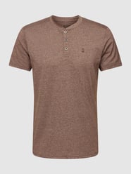 T-Shirt in Melange-Optik Modell 'Granddad' von NO EXCESS Grün - 8