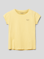 T-shirt z nadrukiem z logo model ‘WENDA’ od Pepe Jeans Żółty - 21
