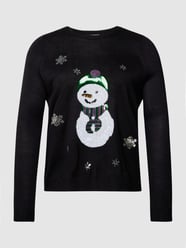 Sweter z dzianiny z obszyciem w kontrastowym kolorze od ONLY CARMAKOMA Czarny - 12
