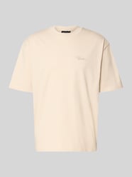 Oversized T-shirt met Labelstitching van PEGADOR Beige - 28