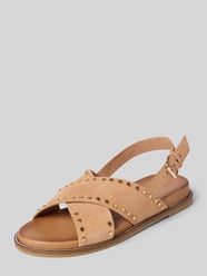 Sandalen aus echtem Leder mit Nietenbesatz von INUOVO Beige - 32