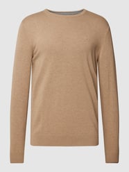 Strickpullover mit Logo-Stitching von Tom Tailor Beige - 43