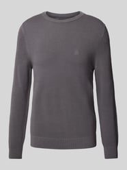 Gebreide pullover met labelstitching van Marc O'Polo Grijs / zwart - 19