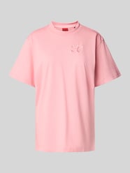 Relaxed fit T-shirt met labelstitching en ronde hals van HUGO Fuchsia - 19