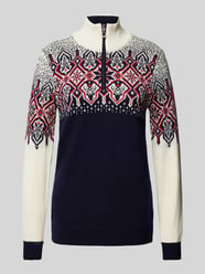 Norwegerpullover mit Troyer-Kragen Modell 'Winterland' von Dale of Norway Blau - 34