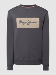 Sweatshirt met logo-flockprint, model 'Sean' van Pepe Jeans Grijs / zwart - 42