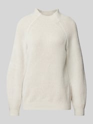 Loose Fit Strickpullover mit gestreiftem Ripp-Muster von Tom Tailor Beige - 5