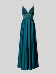 Abendkleid mit floralen Stickereien von Laona Blau - 42