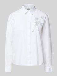 Bluzka koszulowa o kroju regular fit z obszyciem ozdobnymi kamieniami od Christian Berg Woman - 39