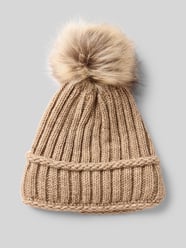 Strickmütze mit Woll-Anteil und Bommel von Kurt Beines Beige - 16