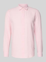 koszula casualowa o kroju slim fit z mieszanki bawełny i lnu model 'CAIDENLS SOLID' od ONLY & SONS Fuksjowy - 38