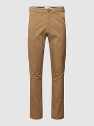 Slim fit chino met steekzakken opzij van Selected Homme Bruin - 5