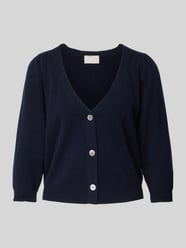 Cropped Strickjacke mit Knopfleiste von Hemisphere Blau - 6