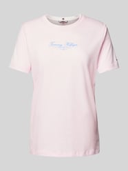 T-shirt z nadrukiem z logo od Tommy Hilfiger Fuksjowy - 12
