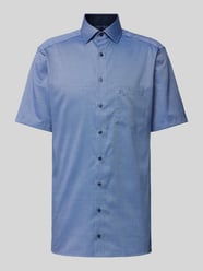 Regular Fit Business-Hemd mit logo-Stitching Modell 'Global' von OLYMP Blau - 15