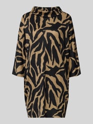 Relaxed fit gebreide jurk met wijde col van Apricot - 3