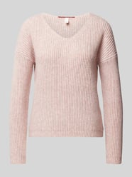 Gebreide pullover met V-hals van QS Roze - 43