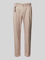 Tapered Fit Bundfaltenhose mit Applikation Modell 'Olf' von CG - Club of Gents Beige - 22