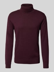 Regular Fit Rollkragenpullover aus reiner Baumwolle mit Logo-Stitching von Tom Tailor Bordeaux - 8