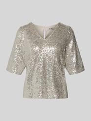 Blouseshirt met V-hals, model 'FAUCA' van ICHI Beige - 10