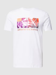 T-Shirt aus reiner Baumwolle mit Label-Motiv-Print von ARMANI EXCHANGE Weiß - 4