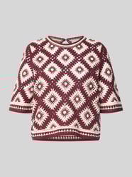 Strickshirt im semitransparenten Design mit Rundhalsausschnitt von Jake*s Collection Bordeaux - 3