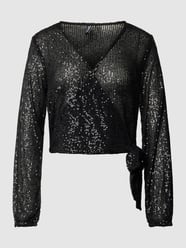 Blusenshirt mit Paillettenbesatz Modell 'DELPHIA' von Pieces Schwarz - 41