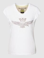 T-shirt z detalem z logo od Aeronautica Militare Biały - 40