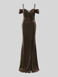 Abendkleid mit Herz-Ausschnitt und Gehschlitz von TROYDEN COLLECTION Gold - 6