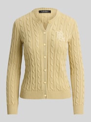 regular fit gebreid jack van puur katoen met gestikt logo van Lauren Ralph Lauren Beige - 19
