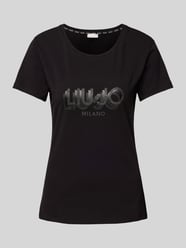 T-Shirt mit Strasssteinbesatz von LIU JO SPORT Schwarz - 26