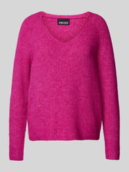 Regular Fit Strickpullover mit V-Ausschnitt Modell 'ELLEN' von Pieces Pink - 12