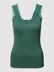 Top met bandjes van viscosemix met kant, model 'BARBERA' van Pieces Groen - 7