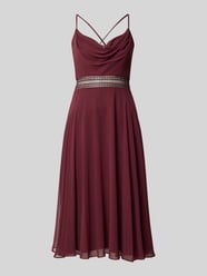 Fit-and-flare cocktailjurk met ajourwerk van VM by Vera Mont Bordeaux - 4