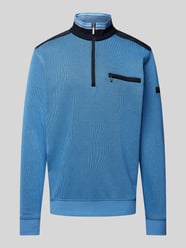 Sweatshirt mit Label-Detail von bugatti Blau - 6