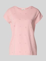 t-shirt z okrągłym dekoltem i haftami od Christian Berg Woman Fuksjowy - 22