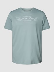 PLUS SIZE T-shirt met labelprint van Jack & Jones Plus Blauw / turquoise - 17