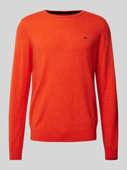 Gebreide pullover met labelstitching van Fynch-Hatton Oranje - 20