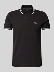 Slim Fit Poloshirt mit Label-Print Modell 'Paul' von BOSS Green Schwarz - 14