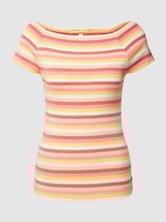 T-shirt van een mix van katoen en elastaan met streepmotief van QS by s.Oliver Oranje - 13