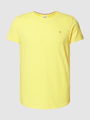 Slim fit T-shirt met labelstitching van Tommy Jeans Geel - 46