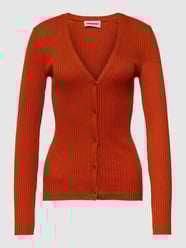 Gebreid jack met V-hals, model 'TINAA' van Armedangels Oranje - 14