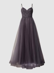 Abendkleid mit floralen Stickereien und Ziersteinen von Laona Grau - 36