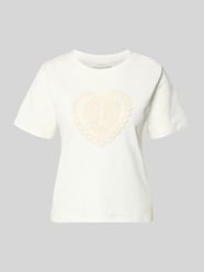 T-shirt z haftowanym motywem i dekoltem w kształcie litery O od Christian Berg Woman - 6