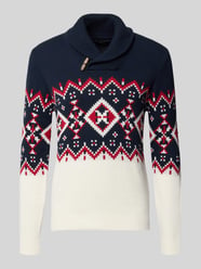 Slim Fit Strickpullover aus Baumwoll-Mix mit Troyer-Kragen von MCNEAL Beige - 16