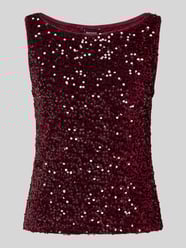Regular fit top met pailletten van fluweel, model 'KAM' van Pieces Bordeaux - 3