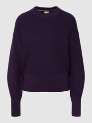 Gebreide pullover met ronde hals, model 'Farelys' van BOSS Paars - 23